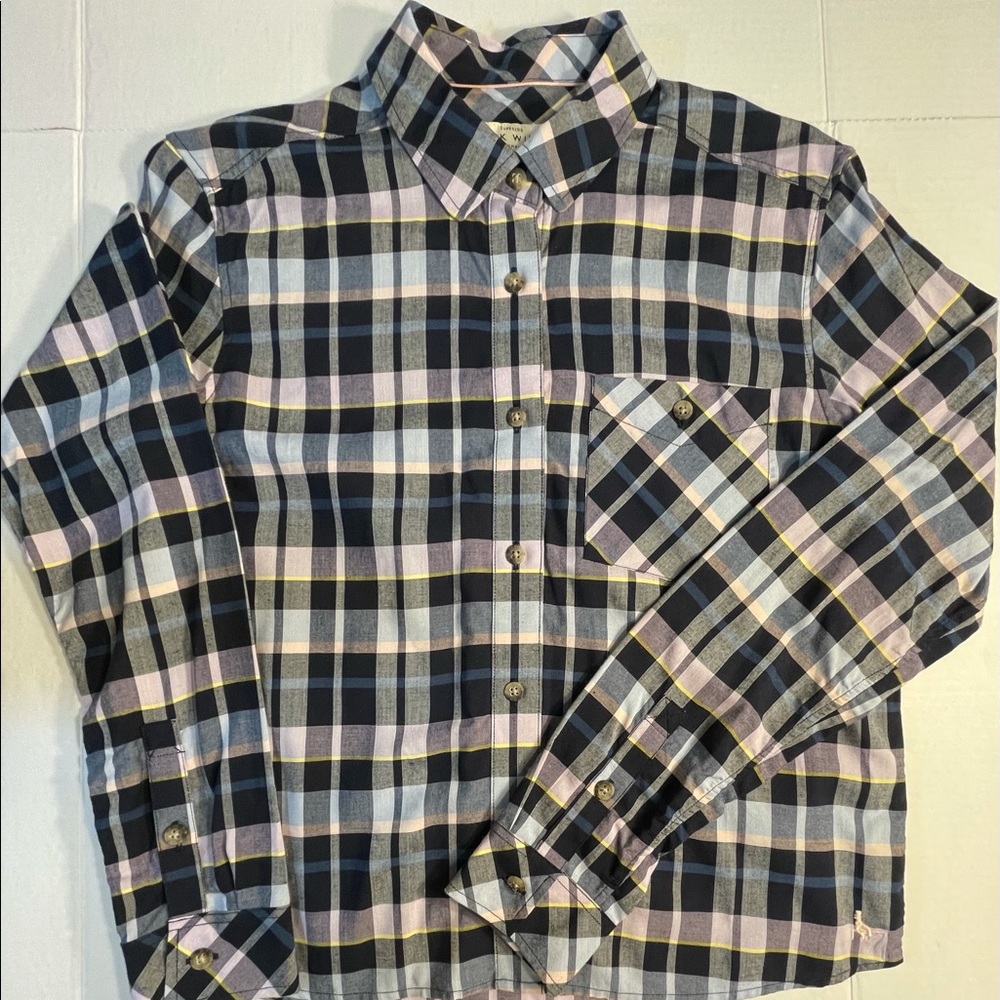 Jack Wills multi plaid button front shirt. Size 4
